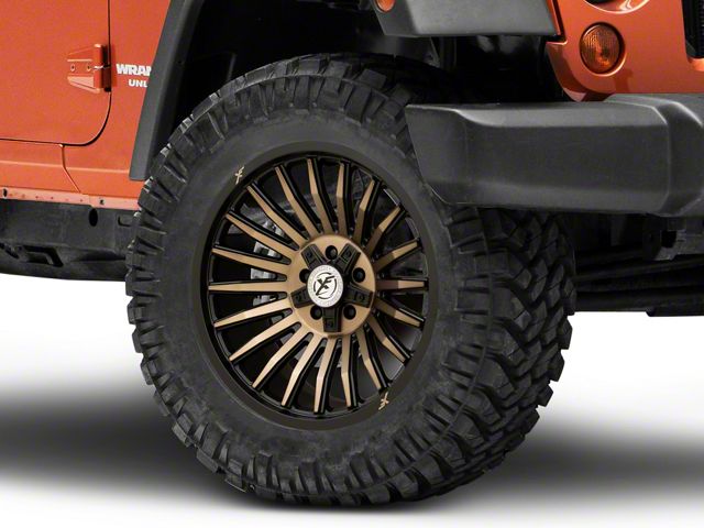 XF Offroad XF-231 Satin Black Machined with Bronze Double Dark Tint Wheel; 20x10 (07-18 Jeep Wrangler JK)