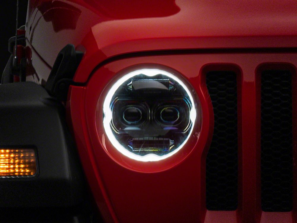 Raxiom Axial Series 9-Inch Angel Eye LED Headlights; Black Housing; Clear  Lens (18-24 Jeep Wrangler JL)