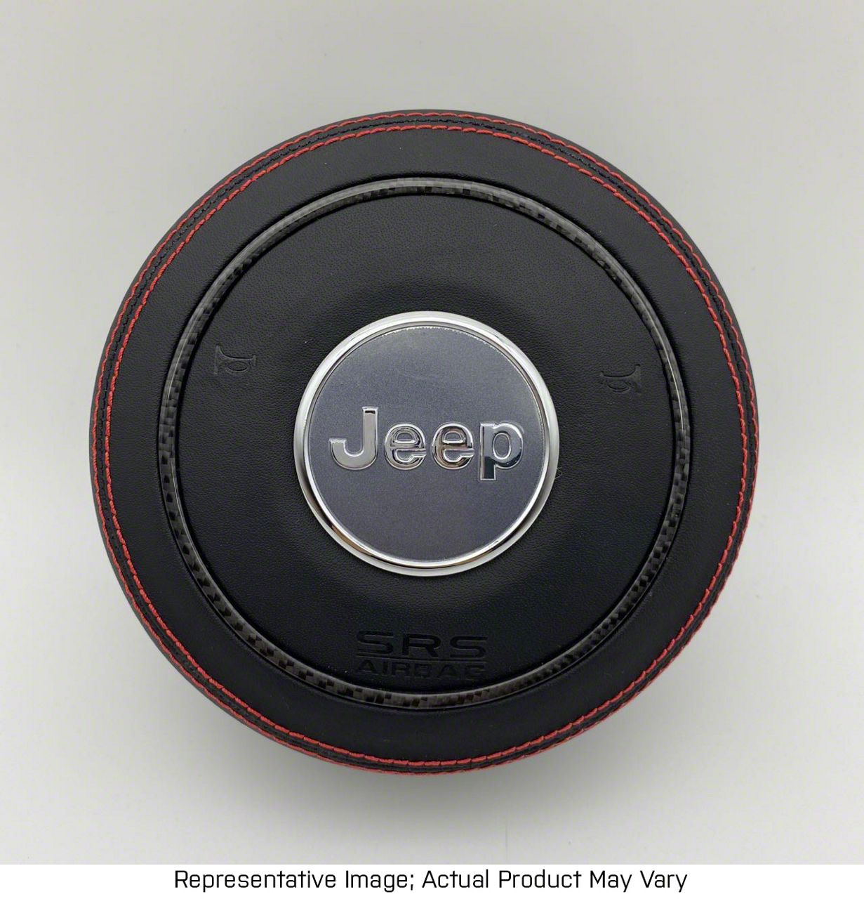 Jeep Wrangler Black Leather Steering Wheel Airbag Cover with Blue