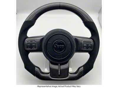 Carbon Fiber and Alcantara Steering Wheel with Trim, Red Stitching and Red Stripe (07-18 Jeep Wrangler JK)