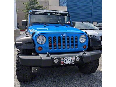 Grille Insert; Police/Fireman Red/Blue on a Black and Dark Gray Flag (18-24 Jeep Wrangler JL)
