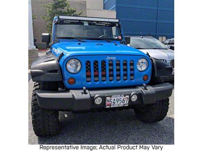 Grille Insert; Police/Fireman Red/Blue on a Black and White Flag (18-24 Jeep Wrangler JL)