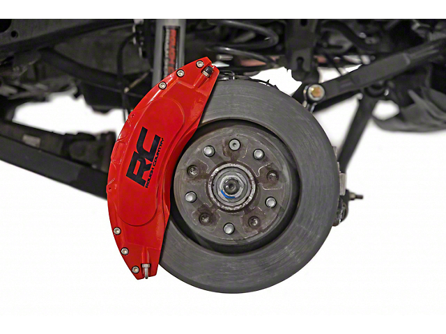 Rough Country Red Brake Caliper Covers; Front and Rear (18-23 Jeep Wrangler JL, Excluding Sport)