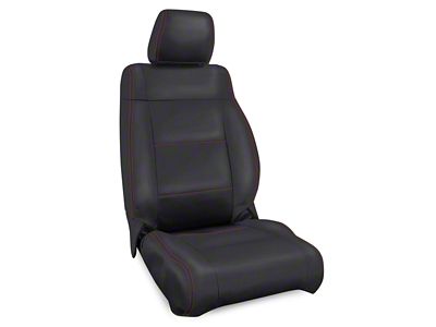 PRP Front Seat Covers; Black with Red Stitching (07-10 Jeep Wrangler JK)