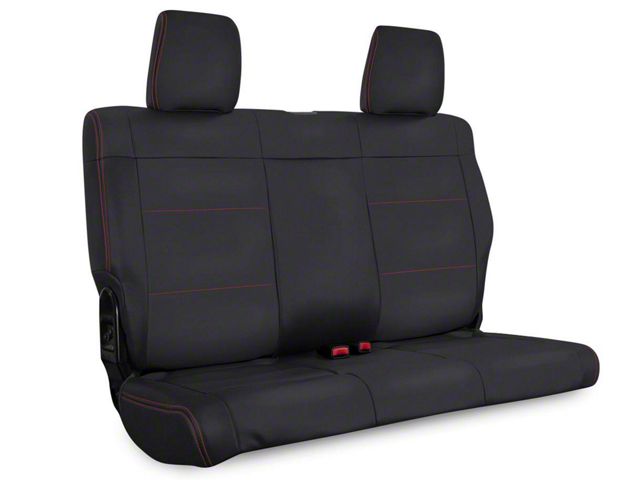 PRP Rear Seat Cover; Black with Red Stitching (07-10 Jeep Wrangler JK 2-Door)