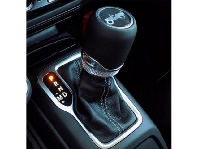 Mopar Automatic Transmission Shift Knob and Boot; Black Leather with White Stitching (18-24 Jeep Wrangler JL)