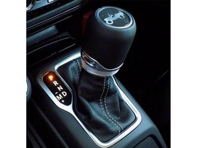Mopar Automatic Transmission Shift Knob and Boot; Black Leather with White Stitching (18-24 Jeep Wrangler JL)