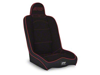 PRP Daily Driver High Back Suspension Seat; Black and Red (Universal; Some Adaptation May Be Required)