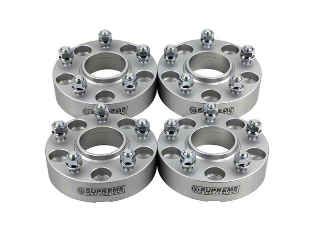 Supreme Suspensions 2-Inch PRO Billet 5 x 114.3mm to 5 x 127mm Wheel Adapters; Silver; Set of Four (87-06 Jeep Wrangler TJ)