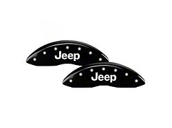 MGP Brake Caliper Covers with Jeep Grille Logo; Black; Front and Rear (18-24 2.0L or 3.6L Jeep Wrangler JL w/ eTorque)