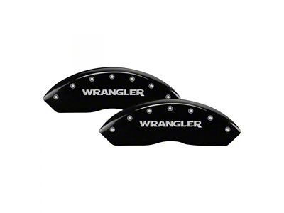 MGP Brake Caliper Covers with Wrangler Logo; Black; Front and Rear (18-24 2.0L or 3.6L Jeep Wrangler JL w/ eTorque)