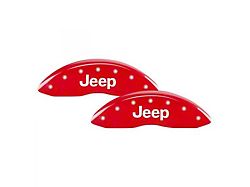 MGP Brake Caliper Covers with Jeep Grille Logo; Red; Front and Rear (18-24 2.0L or 3.6L Jeep Wrangler JL w/ eTorque)