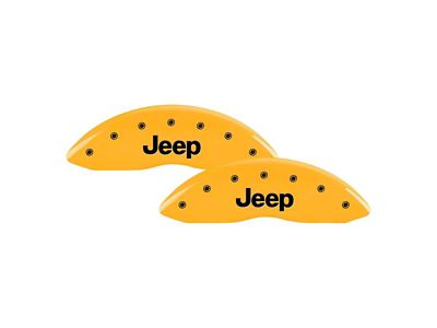 MGP Brake Caliper Covers with Jeep Grille Logo; Yellow; Front and Rear (18-24 2.0L or 3.6L Jeep Wrangler JL w/ eTorque)
