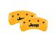 MGP Brake Caliper Covers with Jeep Logo; Yellow; Front and Rear (18-24 2.0L or 3.6L Jeep Wrangler JL w/ eTorque)