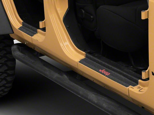 Jeep Licensed by RedRock Door Sill Body Shield Decal; Red (07-18 Jeep Wrangler JK)