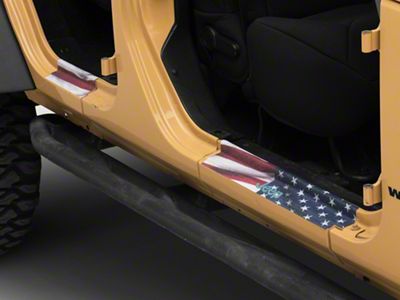 Jeep Licensed by RedRock Door Sill Body Shield Decal; Real Flag (07-18 Jeep Wrangler JK)