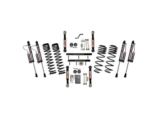 SkyJacker 4-Inch Dual Rate Long Travel Suspension Lift Kit with Lower Flex Links and ADX 2.0 Remote Reservoir Shocks (97-06 Jeep Wrangler TJ)