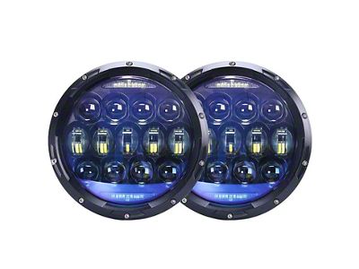 Empire Offroad LED 7-Inch Empire Series 130W LED Headlights; Black Housing; Clear Lens (97-18 Jeep Wrangler TJ & JK)