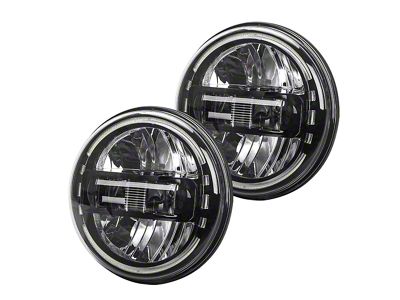 Empire Offroad LED 7-Inch Lowrider Series LED Headlights; Black Housing; Clear Lens (97-18 Jeep Wrangler TJ & JK)