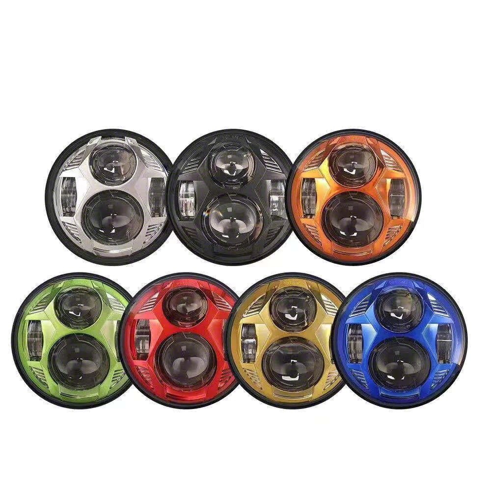 Empire Offroad LED 7-Inch Spectrum Series LED Headlights; Orange Housing; Clear Lens (97-18 Jeep Wrangler TJ & JK)