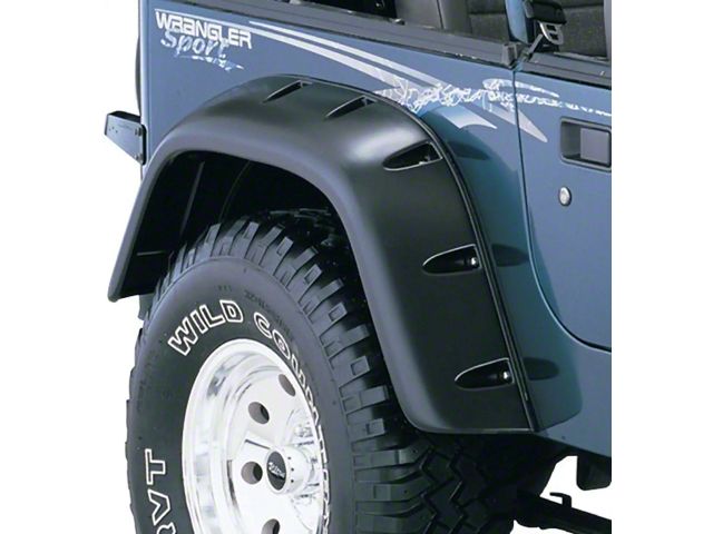 Bushwacker Cut-Out Fender Flares; Rear; Matte Black (87-95 Jeep Wrangler YJ)