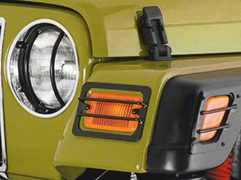 Smittybilt Euro Turn Signal Light Guards; Stainless Steel (97-06 Jeep Wrangler TJ)