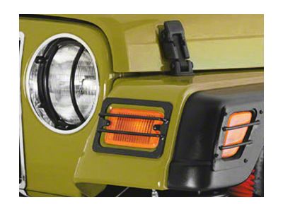 Smittybilt Euro Turn Signal Light Guards; Stainless Steel (97-06 Jeep Wrangler TJ)
