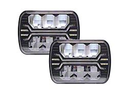 Empire Offroad LED 5x7-Inch Kraken Series LED Headlights; Black Housing; Clear Lens (87-95 Jeep Wrangler YJ)