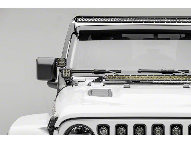 ZRoadz 50-Inch Straight LED Light Bar and Four 3-Inch LED Pod Lights with Front Roof Mounting Brackets (20-24 Jeep Gladiator JT, Excluding Mojave)