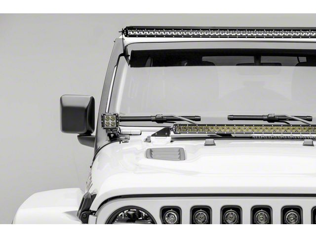 ZRoadz 50-Inch Straight LED Light Bar and Two 3-Inch LED Pod Lights with Front Roof Mounting Brackets (20-24 Jeep Gladiator JT, Excluding Mojave)