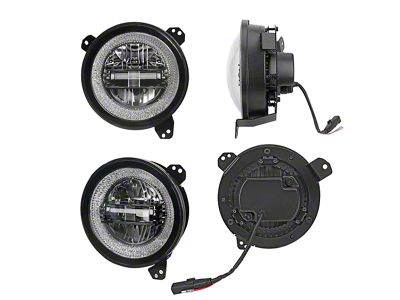 Empire Offroad LED 9-Inch Frost Series LED Headlights; Black Housing; Clear Lens (18-24 Jeep Wrangler JL)