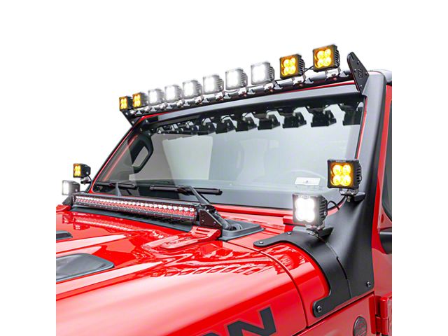 ZRoadz Multi-LED Roof Cross Bar and A-Pillar Light Mount with Fourteen 3-Inch LED Light Pods (18-24 Jeep Wrangler JL, Excluding 4xe & Rubicon 392)