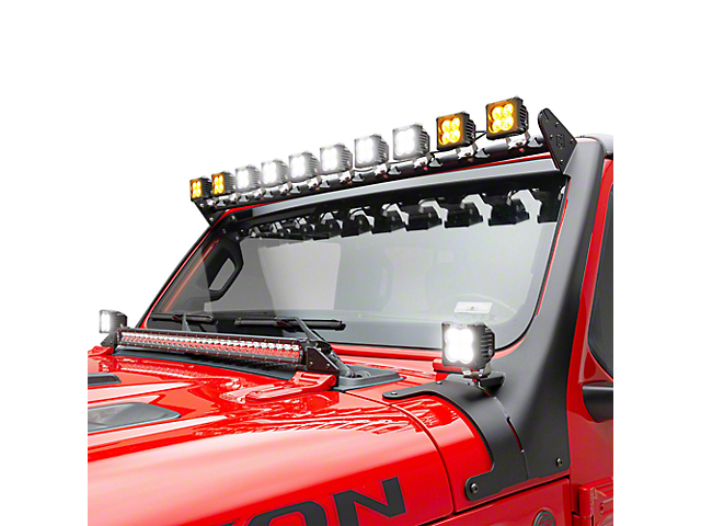 ZRoadz Multi-LED Roof Cross Bar and A-Pillar Light Mount with Twelve 3-Inch LED Light Pods (18-23 Jeep Wrangler JL, Excluding 4xe & Rubicon 392)