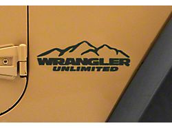 Officially Licensed Jeep Mountain Wrangler Unlimited Decal; Matte Black (87-18 Jeep Wrangler YJ, TJ & JK)