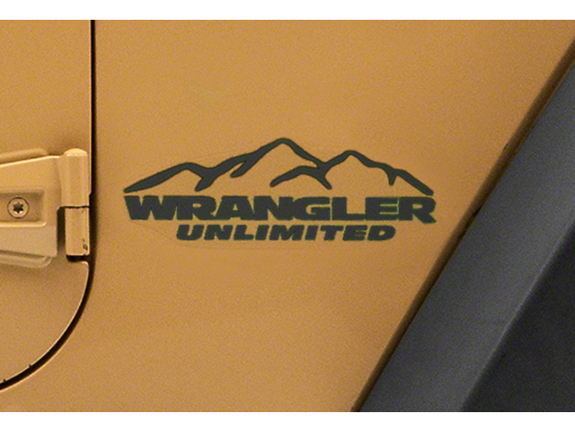 Officially Licensed Jeep Moutain Wrangler Unlimited Decal; Gloss Black (87-18 Jeep Wrangler YJ, TJ & JK)