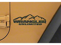Officially Licensed Jeep Moutain Wrangler Unlimited Decal; Gloss Black (87-18 Jeep Wrangler YJ, TJ & JK)