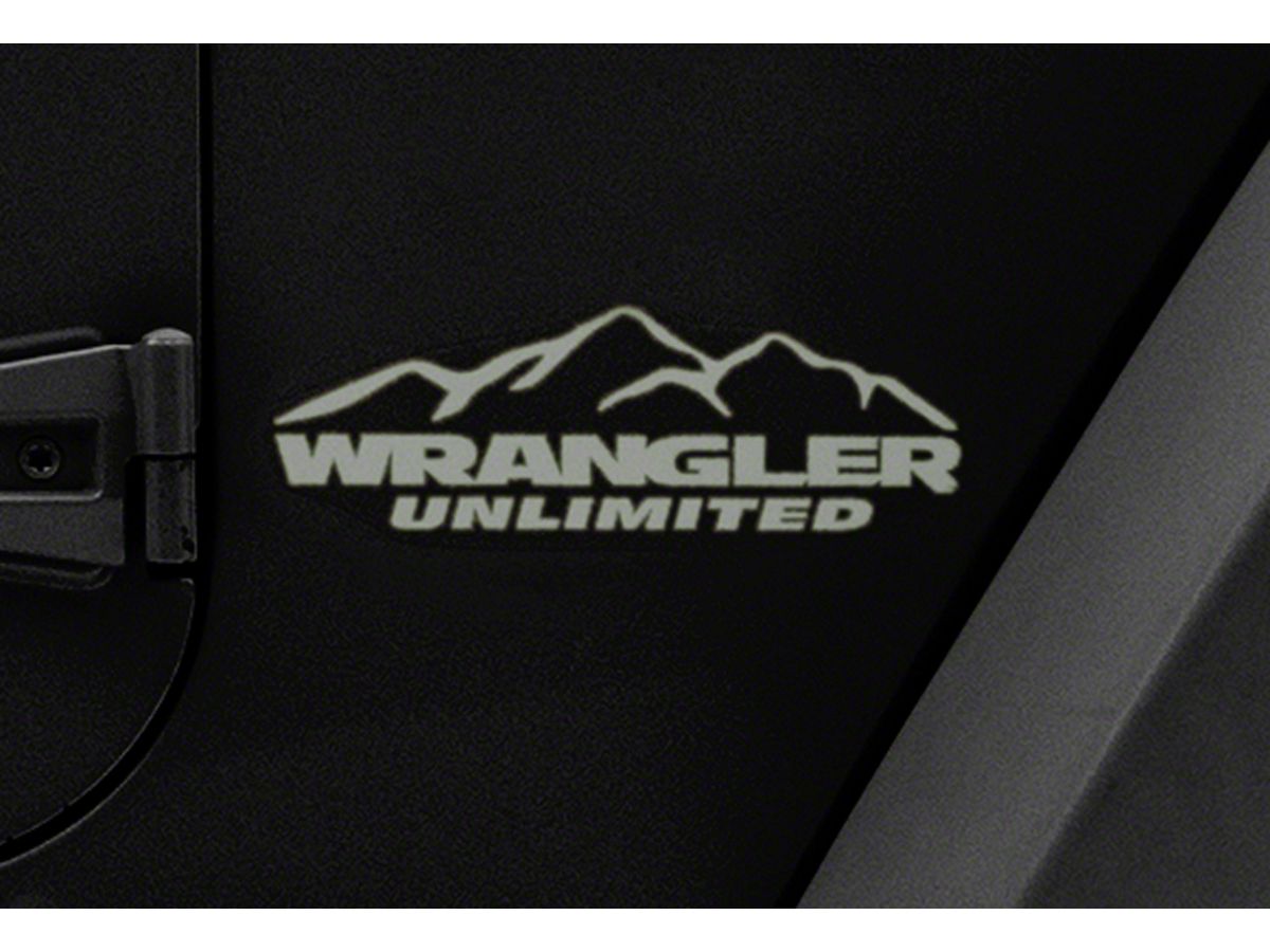 Officially Licensed Jeep Jeep Wrangler Moutain Wrangler Unlimited Decal;  Silver J173111 (87-18 Jeep Wrangler YJ, TJ & JK) - Free Shipping