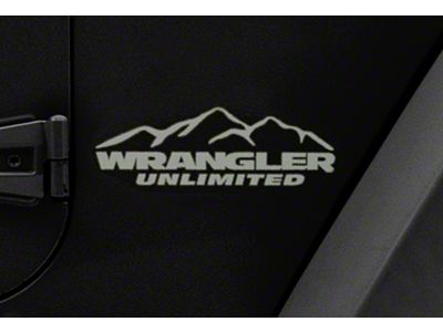 Officially Licensed Jeep Mountain Wrangler Unlimited Decal; Silver (87-18 Jeep Wrangler YJ, TJ & JK)