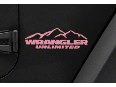 Officially Licensed Jeep Mountain Wrangler Unlimited Decal; Pink (87-18 Jeep Wrangler YJ, TJ & JK)