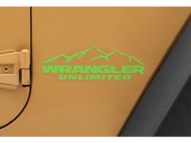 Officially Licensed Jeep Moutain Wrangler Unlimited Decal; Lime Green (87-18 Jeep Wrangler YJ, TJ & JK)