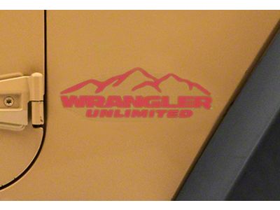 Officially Licensed Jeep Mountain Wrangler Unlimited Decal; Red (87-18 Jeep Wrangler YJ, TJ & JK)