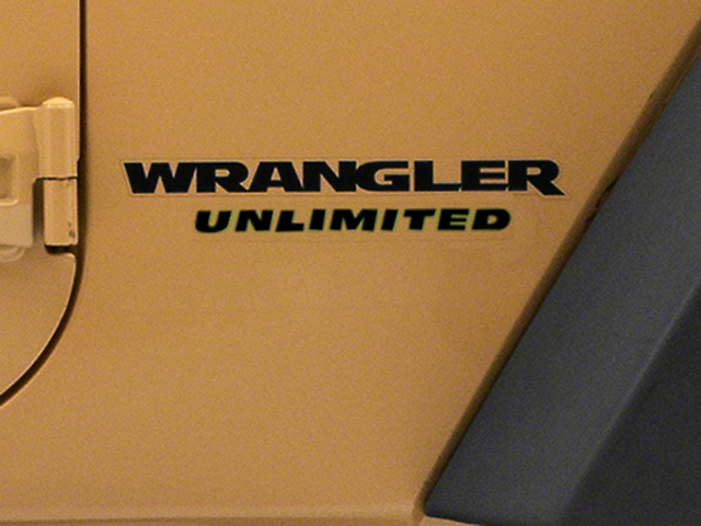 Officially Licensed Jeep Unlimited Side Decal; Gloss Black (87-18 Jeep Wrangler YJ, TJ & JK)