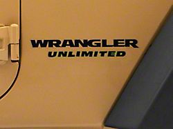 Officially Licensed Jeep Unlimited Side Decal; Gloss Black (87-18 Jeep Wrangler YJ, TJ & JK)