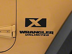 Jeep Licensed by RedRock X Logo with Wrangler Unlimited Decal; Matte Black (87-18 Jeep Wrangler YJ, TJ & JK)