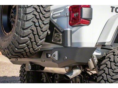 Expedition One Core Series 2 Rear Bumper with Smooth Motion Tire Carrier System; Bare Metal (18-24 Jeep Wrangler JL)