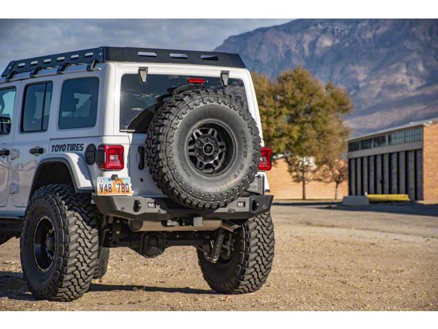 Expedition One Core Series 2 Rear Bumper with Smooth Motion Tire Carrier System; Textured Black (18-24 Jeep Wrangler JL)