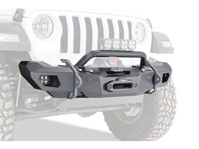LoD Offroad Black Ops Shorty Winch Front Bumper; Black Texture (20-23 Jeep Gladiator JT)