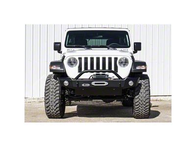 LoD Offroad Signature Series Mid Width Front Bumper with Bull Bar for Warn Power Plant Winch Only; Black Texture (18-24 Jeep Wrangler JL)