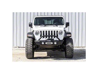 LoD Offroad Signature Series Shorty Front Bumper with Bull Bar for Warn Power Plant Winch Only; Black Texture (18-24 Jeep Wrangler JL)