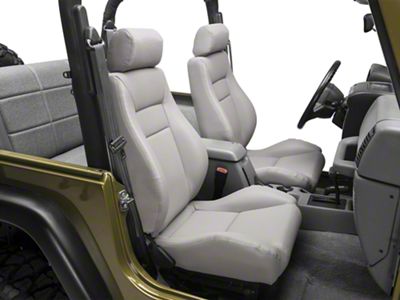 Smittybilt Front Contour Sport Bucket Reclining Seat; Gray Denim (76-02 Jeep CJ5, CJ7, Wrangler YJ & TJ)